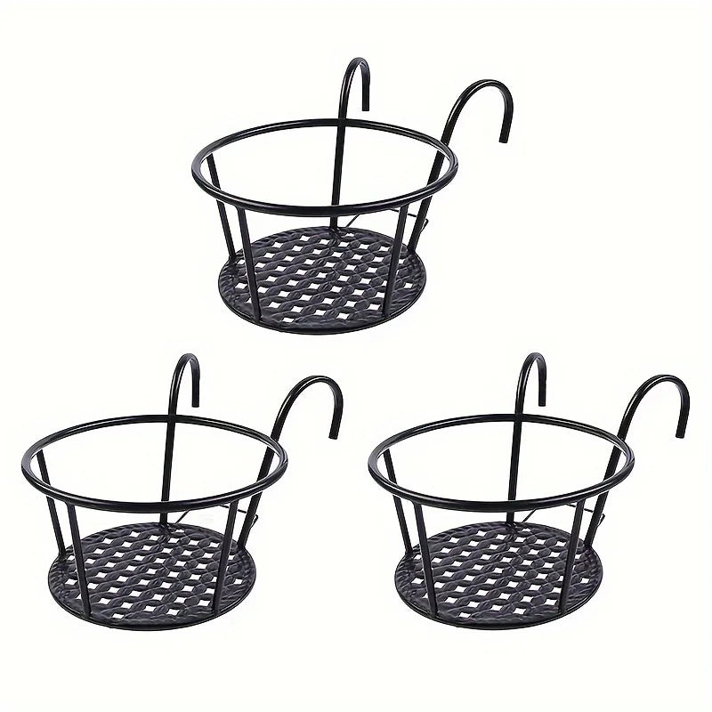 Wrought Iron Balcony/Fence Hanging Plant Basket