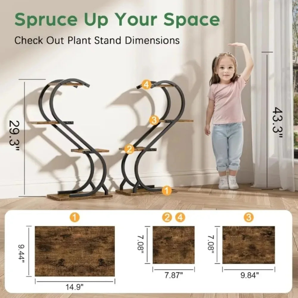 Plant Stand 29'' Plant Stand Indoor with Grow Light, 4 Tiered Metal Plants Shelf indoors,