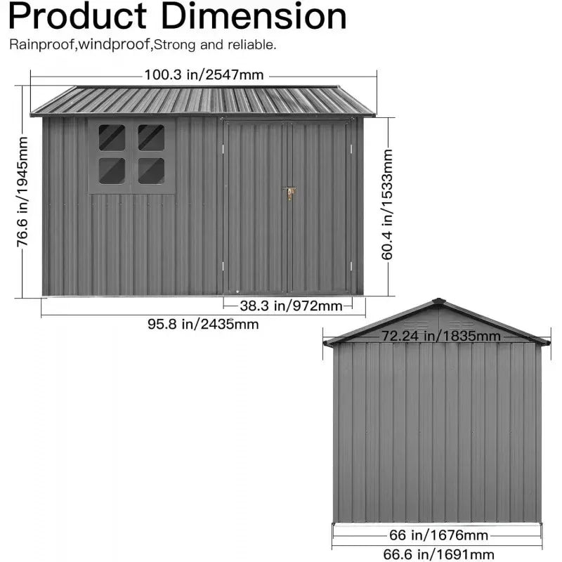 8X 6 FT Outdoor Floor Base.Metal Steel Utility Tool Shed