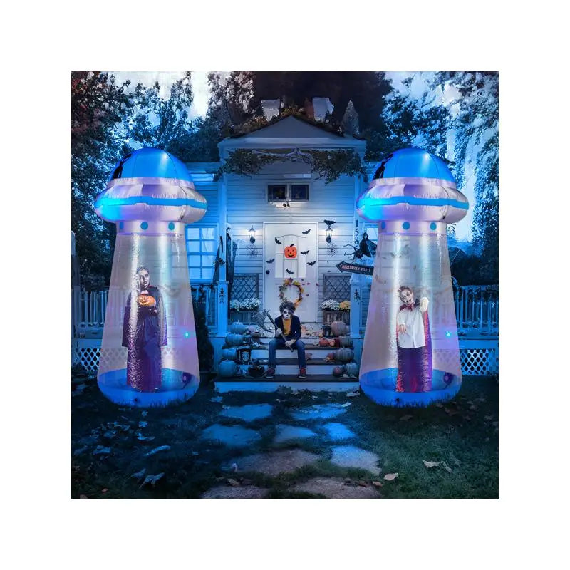 8.8 FT Halloween Inflatable UFO Yard Decor with LED Lights for Indoor Outdoor Party Decoration