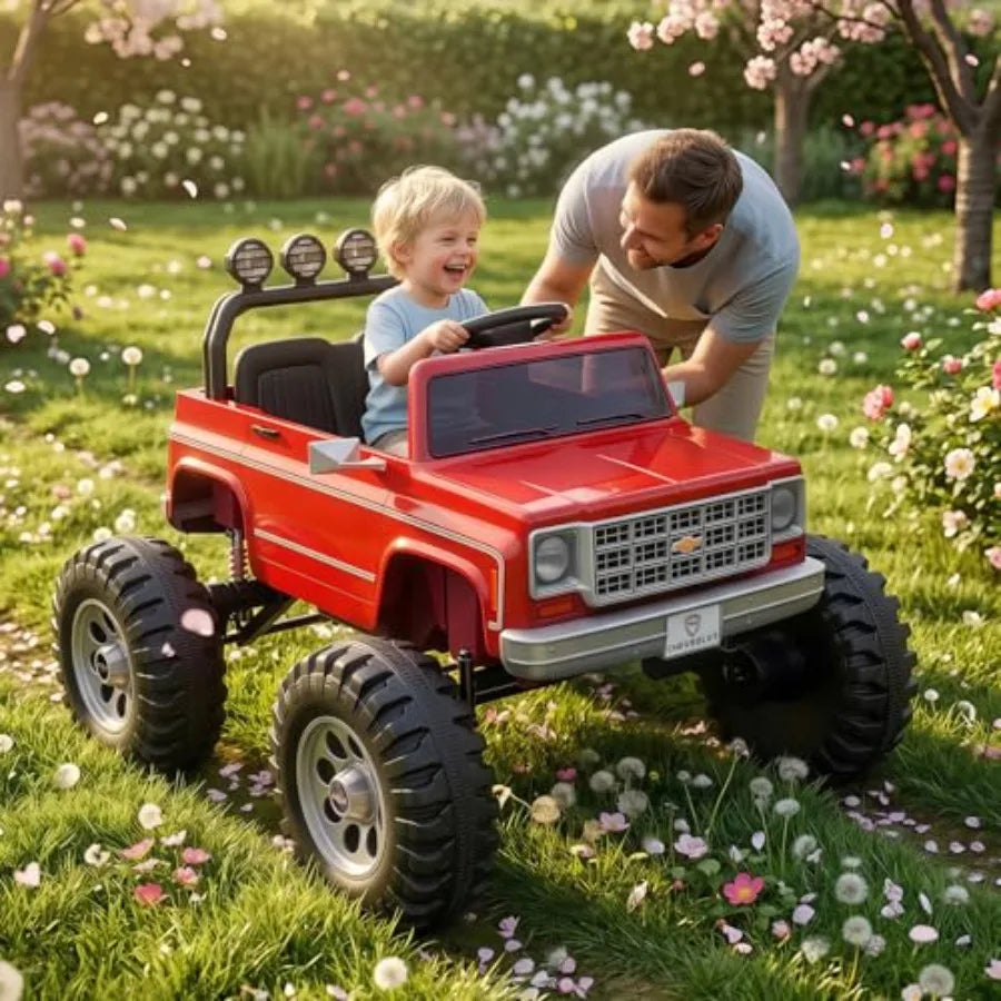 24V Ride on Car for Outdoor Use Steel Frame Red Dual 200W Motors with Remote Control and Music