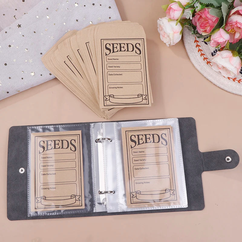 50pcs Garden Seeds Storage Organizers Seed Organizer Binder With Self-Sealing Seed Envelopes Seed Packet Organizer Seed