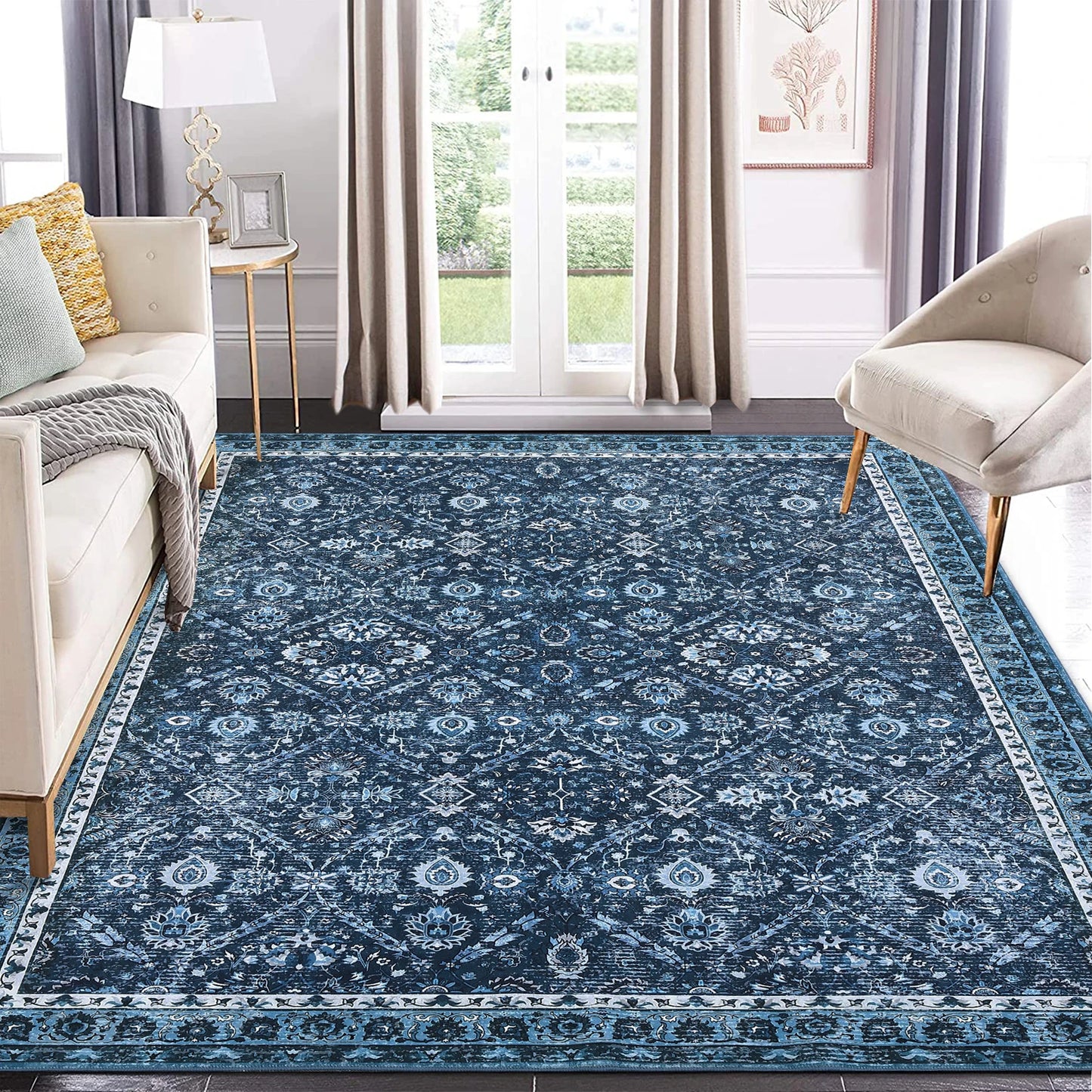 Rug for Living Room, Machine Washable, Non-Slip, Stain & Water Resistant,