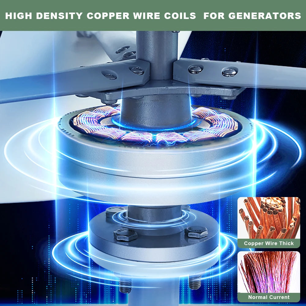 2000W Vertical Axis Wind Turbine Generator Kit 48V Windmill with 220V AC Output Complete Set Controller And Inverter