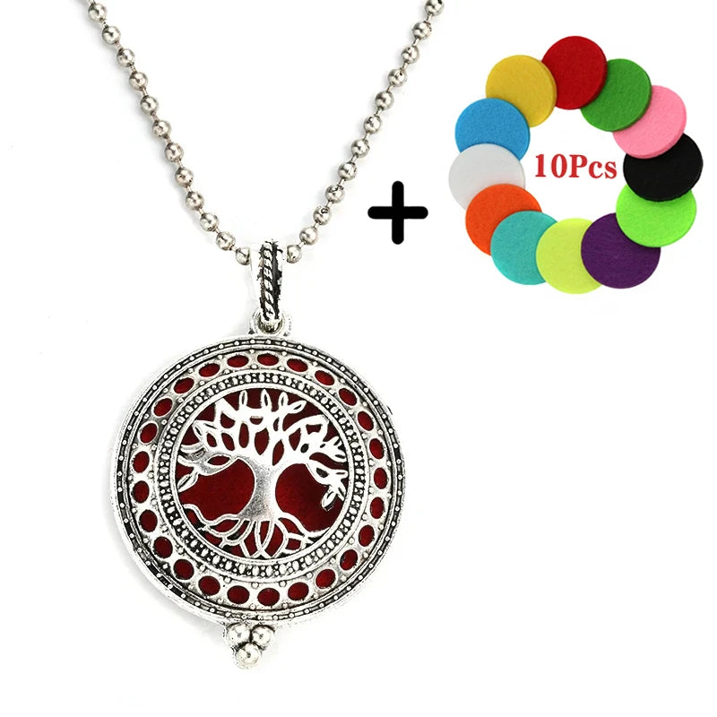 Popular Design Fashion Aromatherapy Locket Necklace Perfume Essential Oil Diffuser