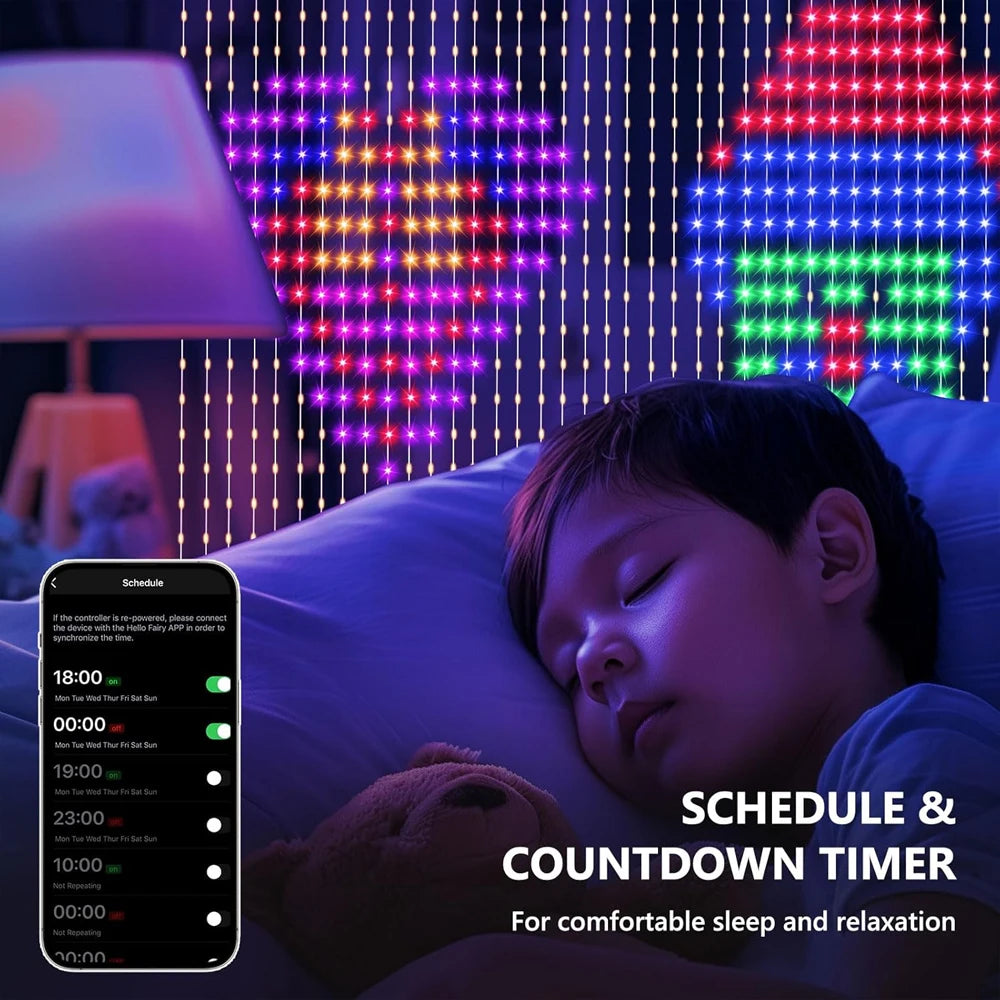 400-800 LED RGB Smart Curtain Lights with Music,App Controls and Remote