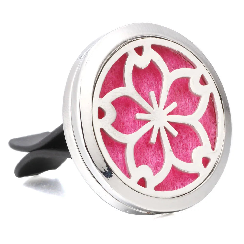 Essential Oil Diffuser Stainless Steel Magnetic Car Air Freshener Vent Clip + 1pcs Pad