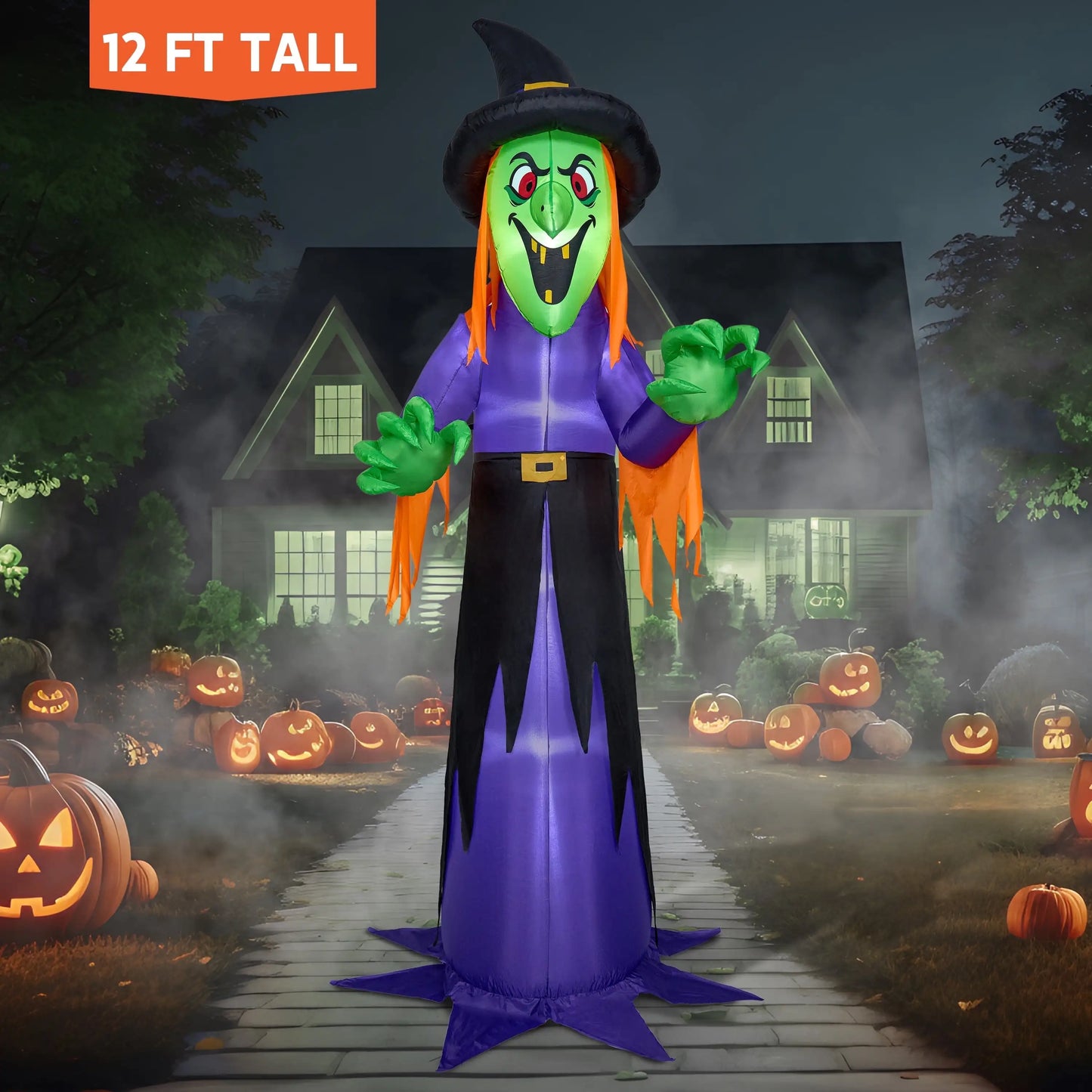 Joyfy 12 FT Halloween Giant Grim Reaper Inflatable with Built-in LEDs