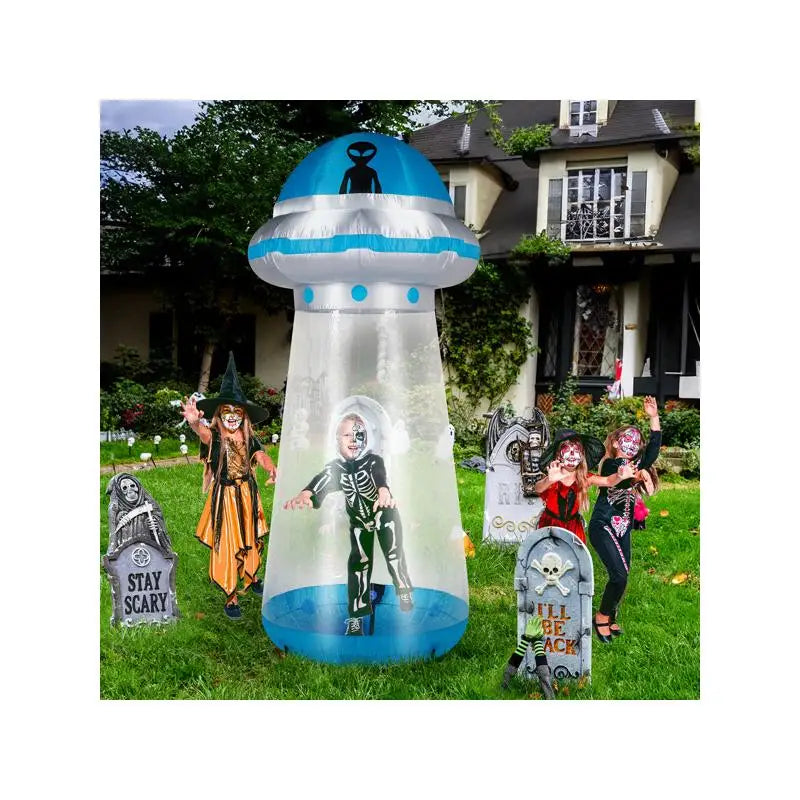 8.8 FT Halloween Inflatable UFO Yard Decor with LED Lights for Indoor Outdoor Party Decoration