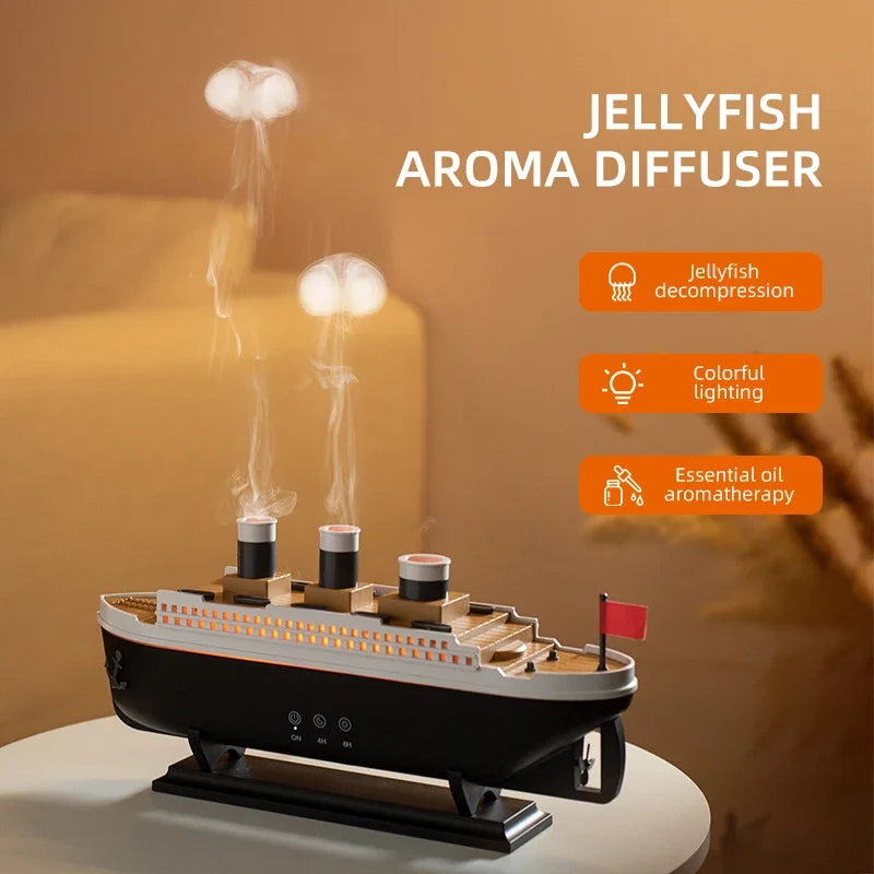Titanic Ship Air Humidifier 250ml Remote Control Essential Oil Jellyfish Smoke rings and more