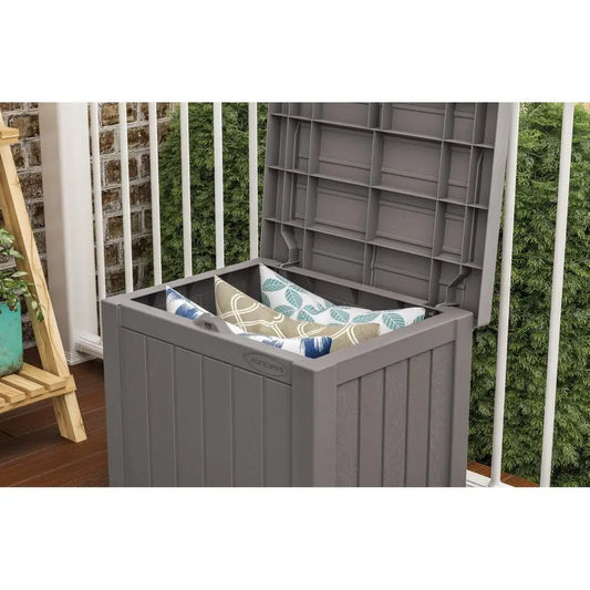 22Gallon Small Deck Box Lightweight Resin Indoor Outdoor Storage Container and Seat