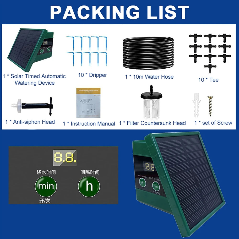 Solar Automatic Drip Irrigation System Timed Drip Hose Watering Device