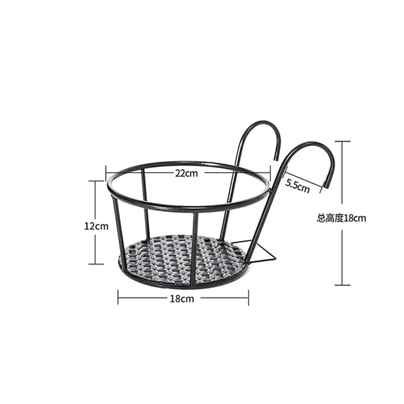 Wrought Iron Balcony/Fence Hanging Plant Basket