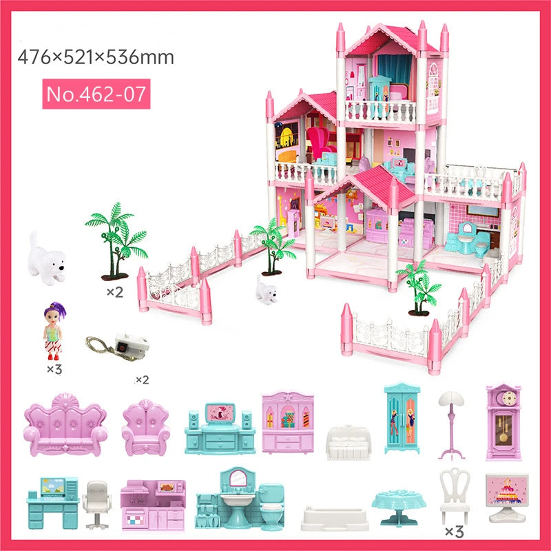 3D DIY Dream Princess Castle Villa Assembly Toy Doll House Set