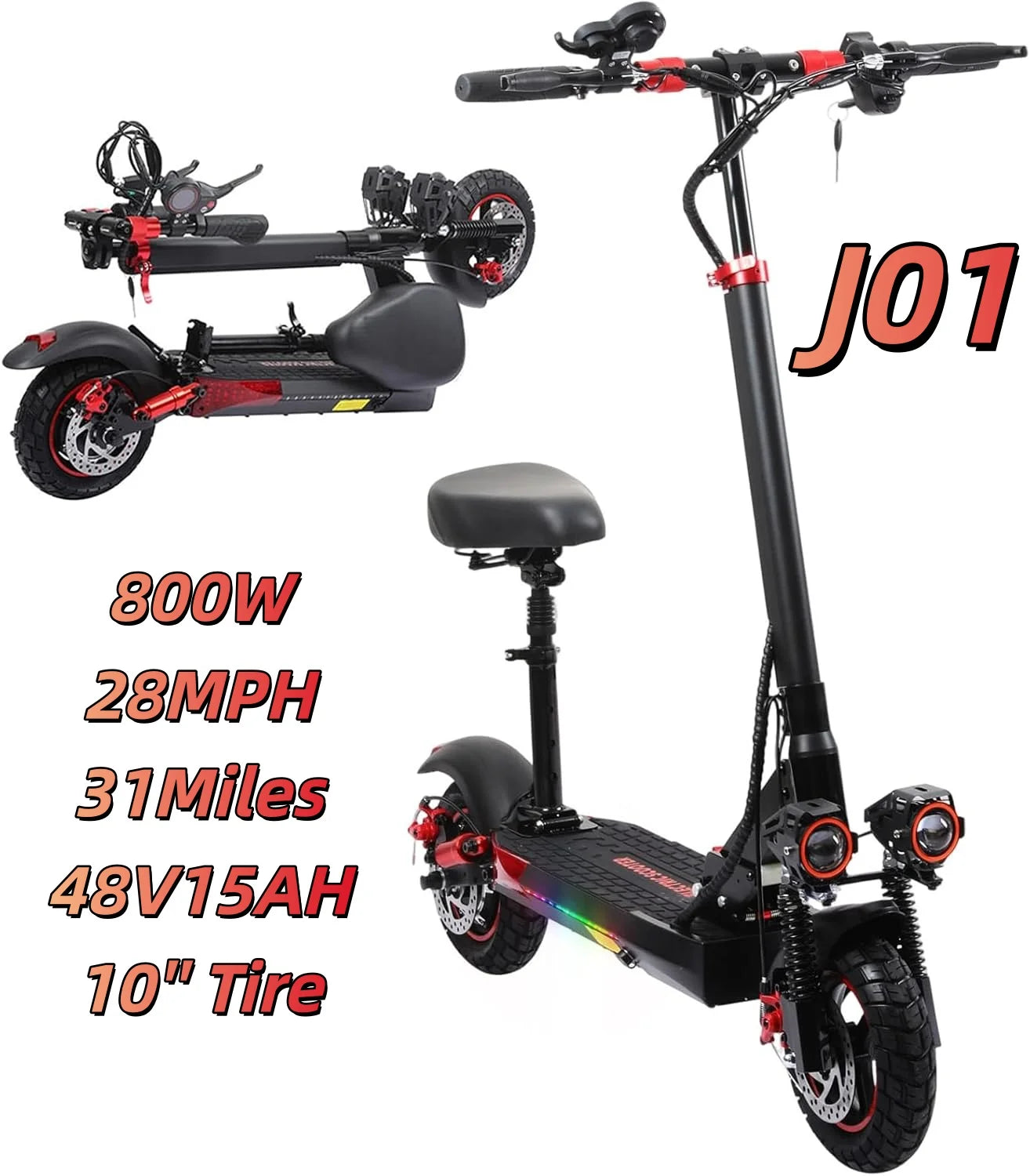 1200W Off Road Electric Scooter for Adults 48V Long Range E-Scooter 30MP 11" Tires
