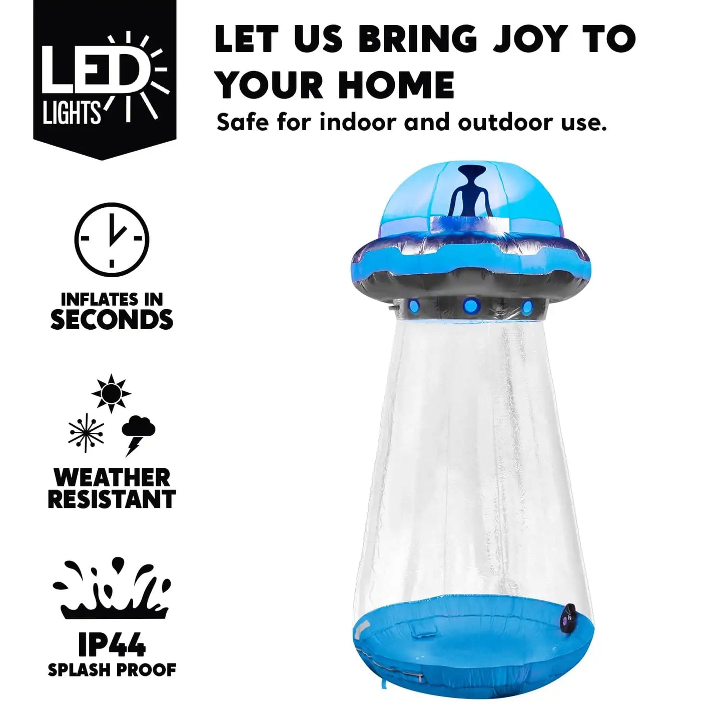 Inflatable 9 ft UFO Alien Decoration for Halloween Decoration with Built-in LED