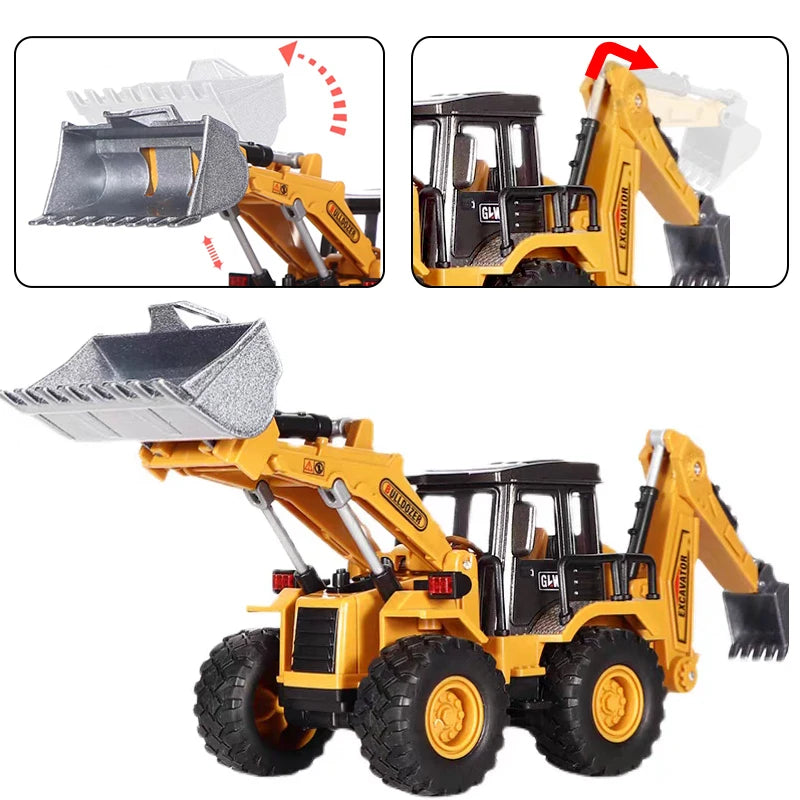 Engineering Diecast Toys for Boys Alloy+Plastic Tractor Excavator Backhoe Crane Bulldozer Kids Truck Children Vehicle Model Gift
