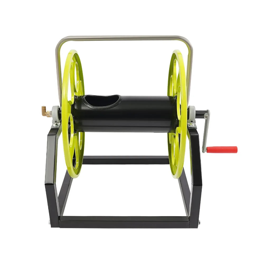 Garden Hose Reel, 360° Wall Mounted Water Hose Reel with Crank Handle, 328FT Metal Hose Reels for Lawn Watering