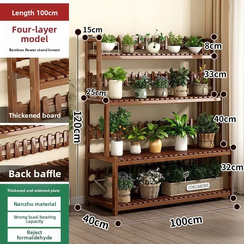 Durable Floor-to-ceiling new stepped movable multi-layer flower pot shelf