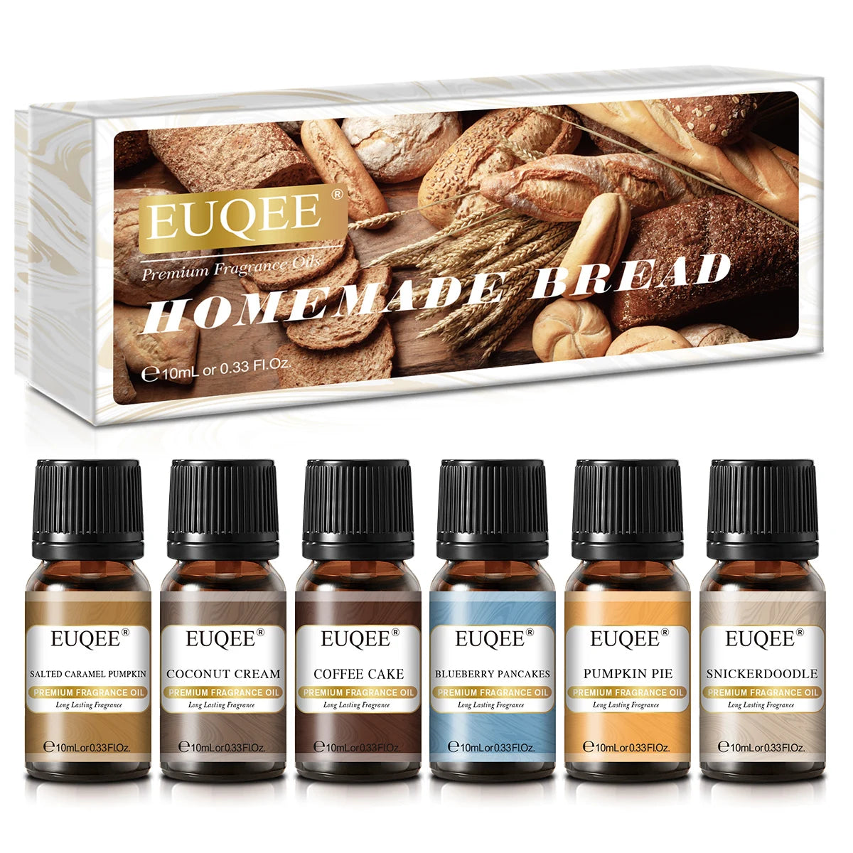 EUQEE 6pcs Aromatherapy Fragrance Oil Set-10ml Aroma Reed Diffuser Oils For Candle Making, Humidifier, DIY Perfume, Oil Burner