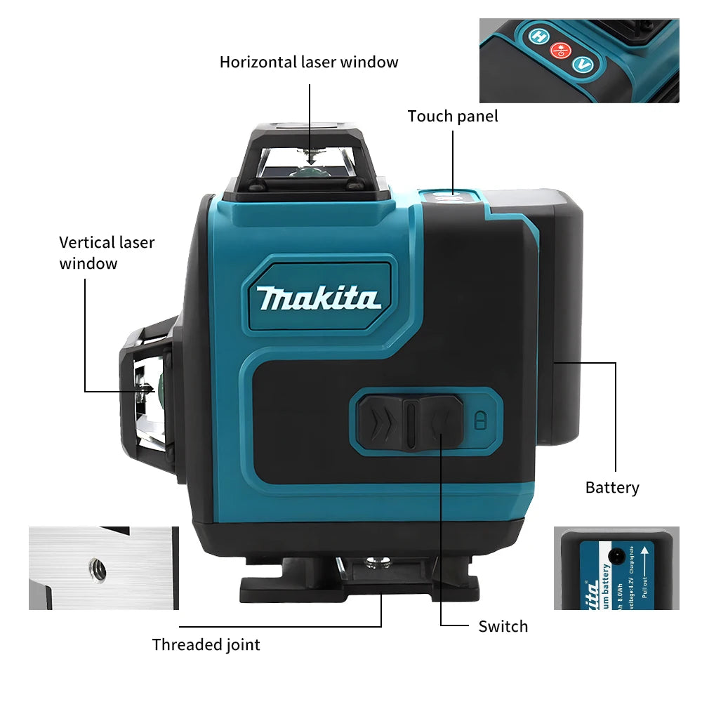 3D/4D Laser Level 16 Lines Horizontal And Vertical With Remote Control 360°Self-leveling