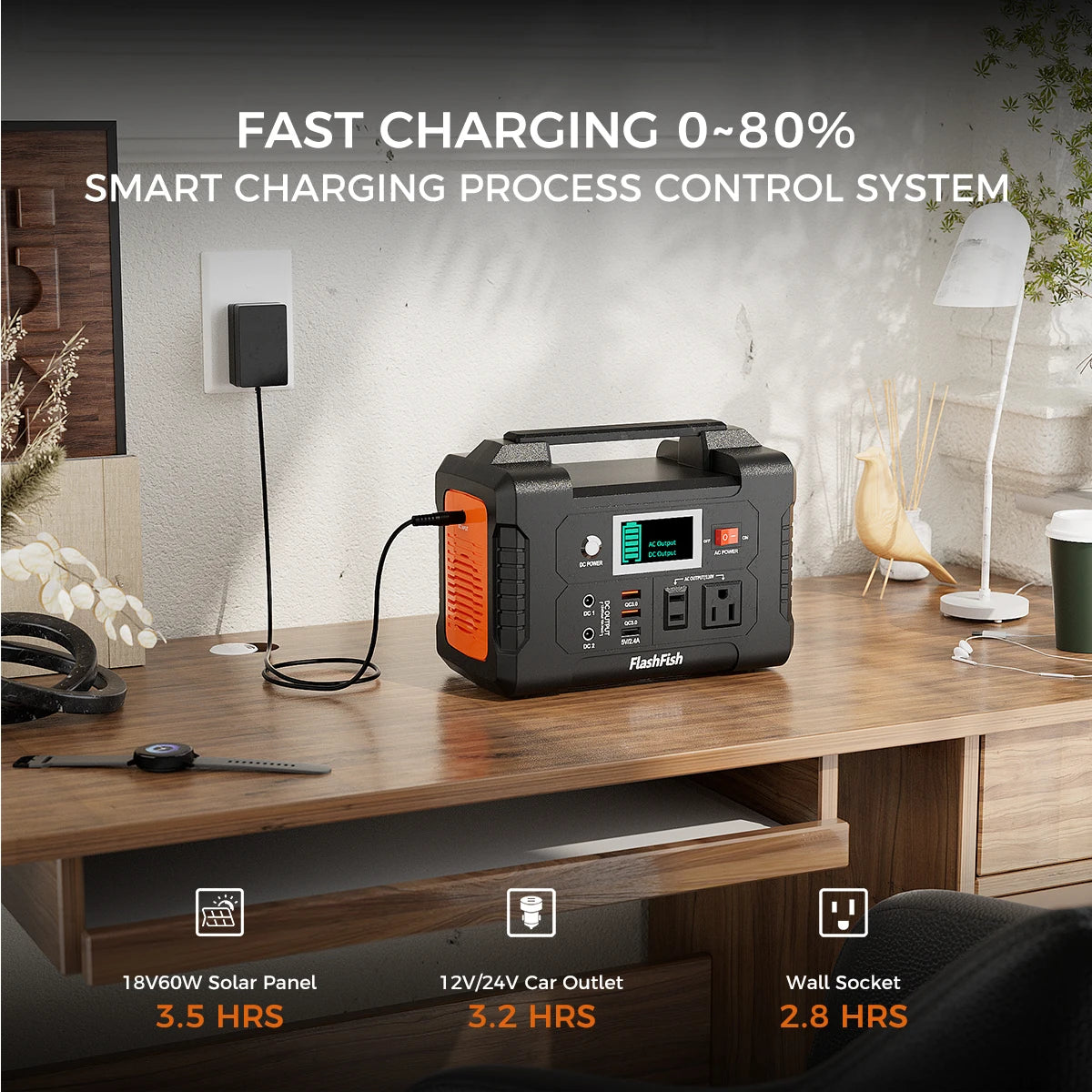 Portable Power Station 200W Solar Generator 151WH Battery AC DC Outdoor Camera Drone Power Supply