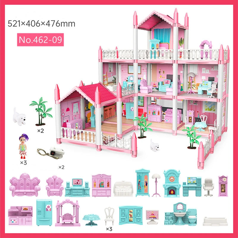 3D DIY Dream Princess Castle Villa Assembly Toy Doll House Set