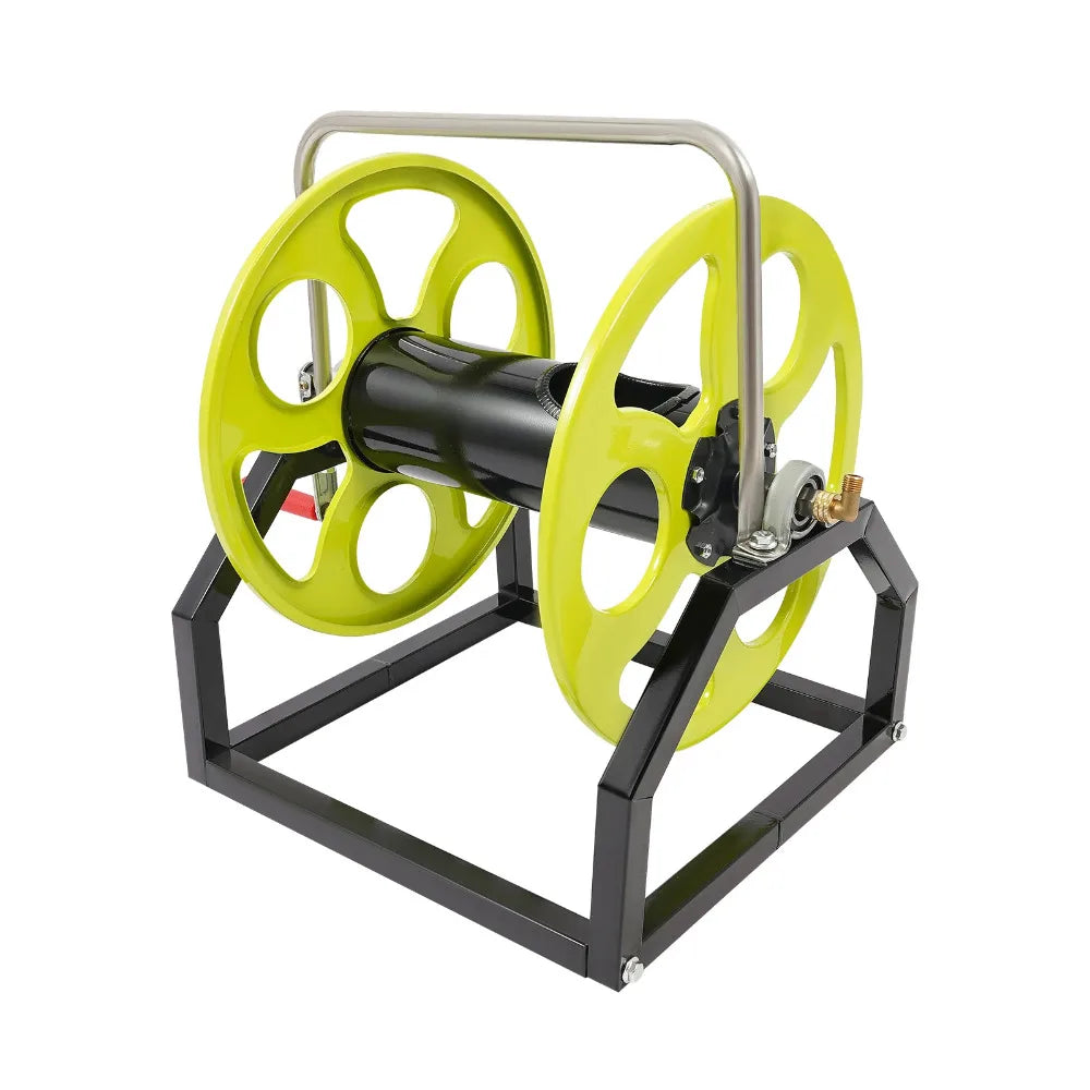 Garden Hose Reel, 360° Wall Mounted Water Hose Reel with Crank Handle, 328FT Metal Hose Reels for Lawn Watering