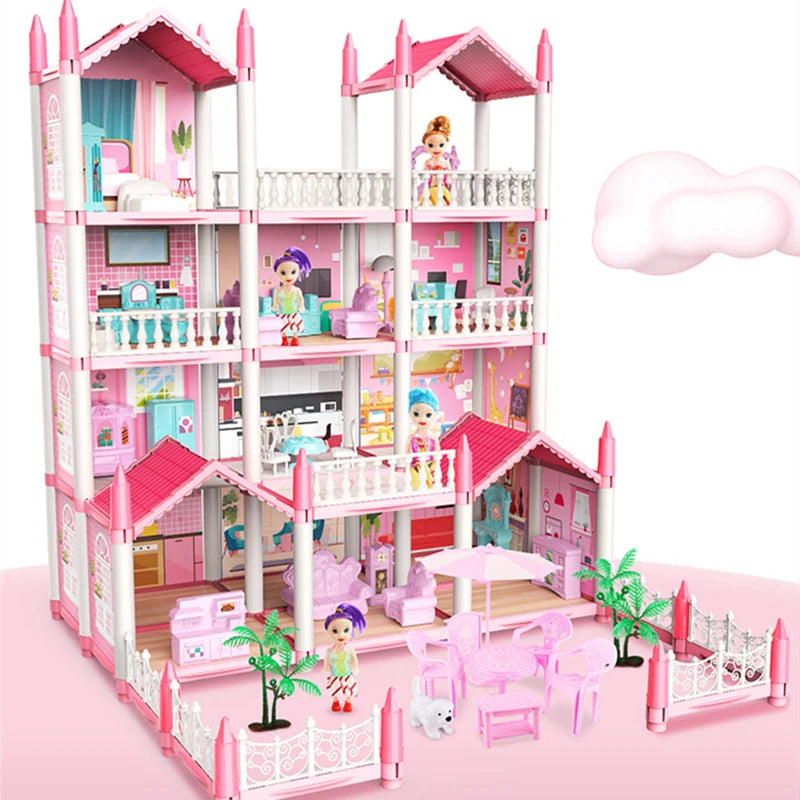 3D DIY Dream Princess Castle Villa Assembly Toy Doll House Set
