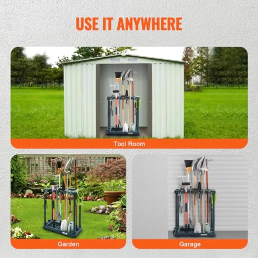 Garden Tool Organizer, 10 Slots, Yard Tool Tower Rack for Garage Organization and Storage