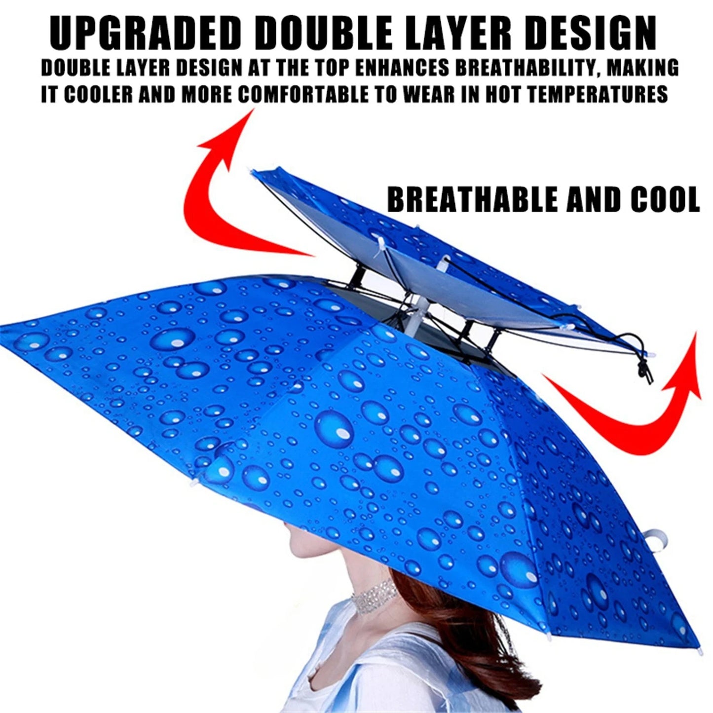 Rain Umbrella Hat Foldable Sun Shade Waterproof Double-Layer UV Protection Sunscreen