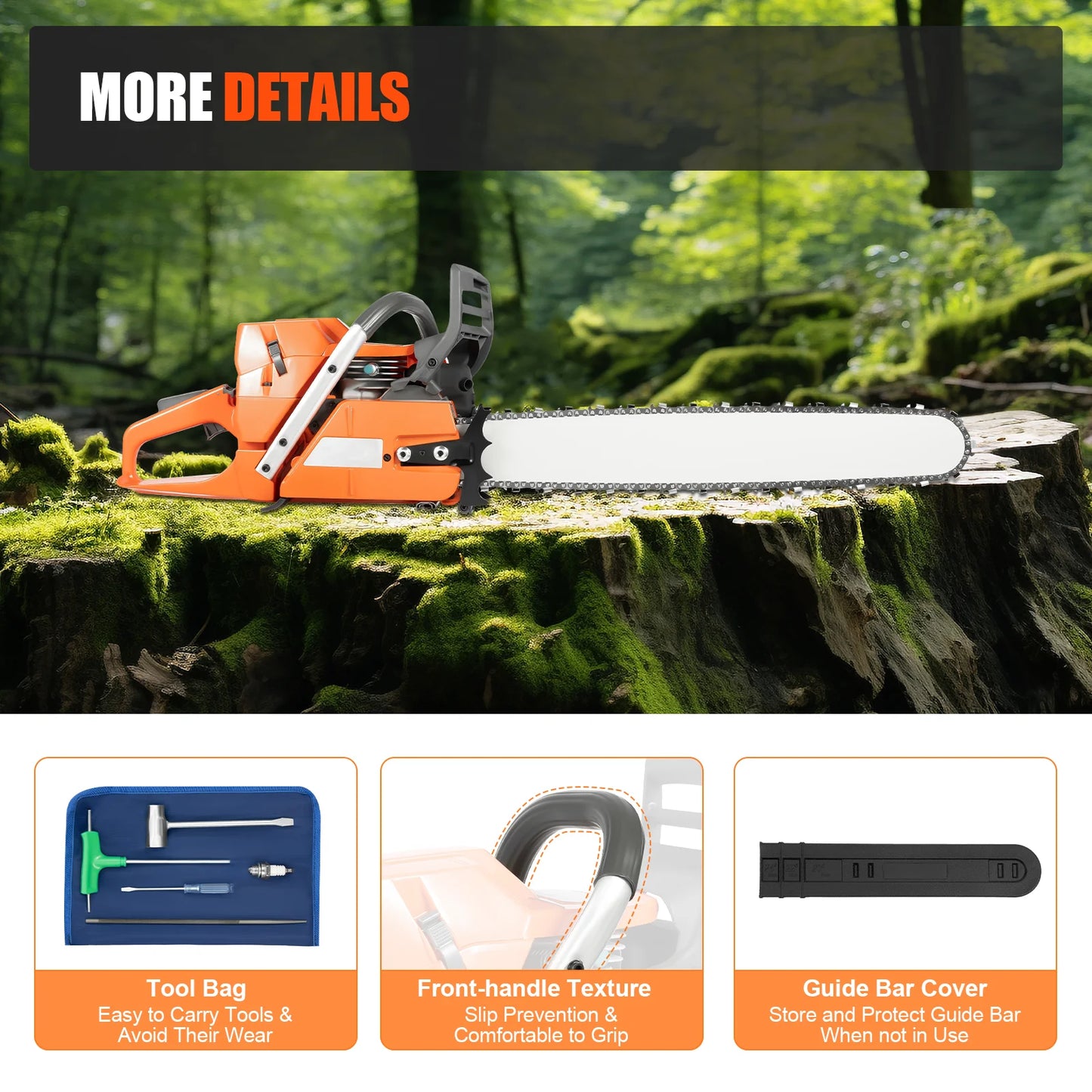 Gasoline Power Chain Saws 24 inch Guide Bar 2 Cycle 65/72cc