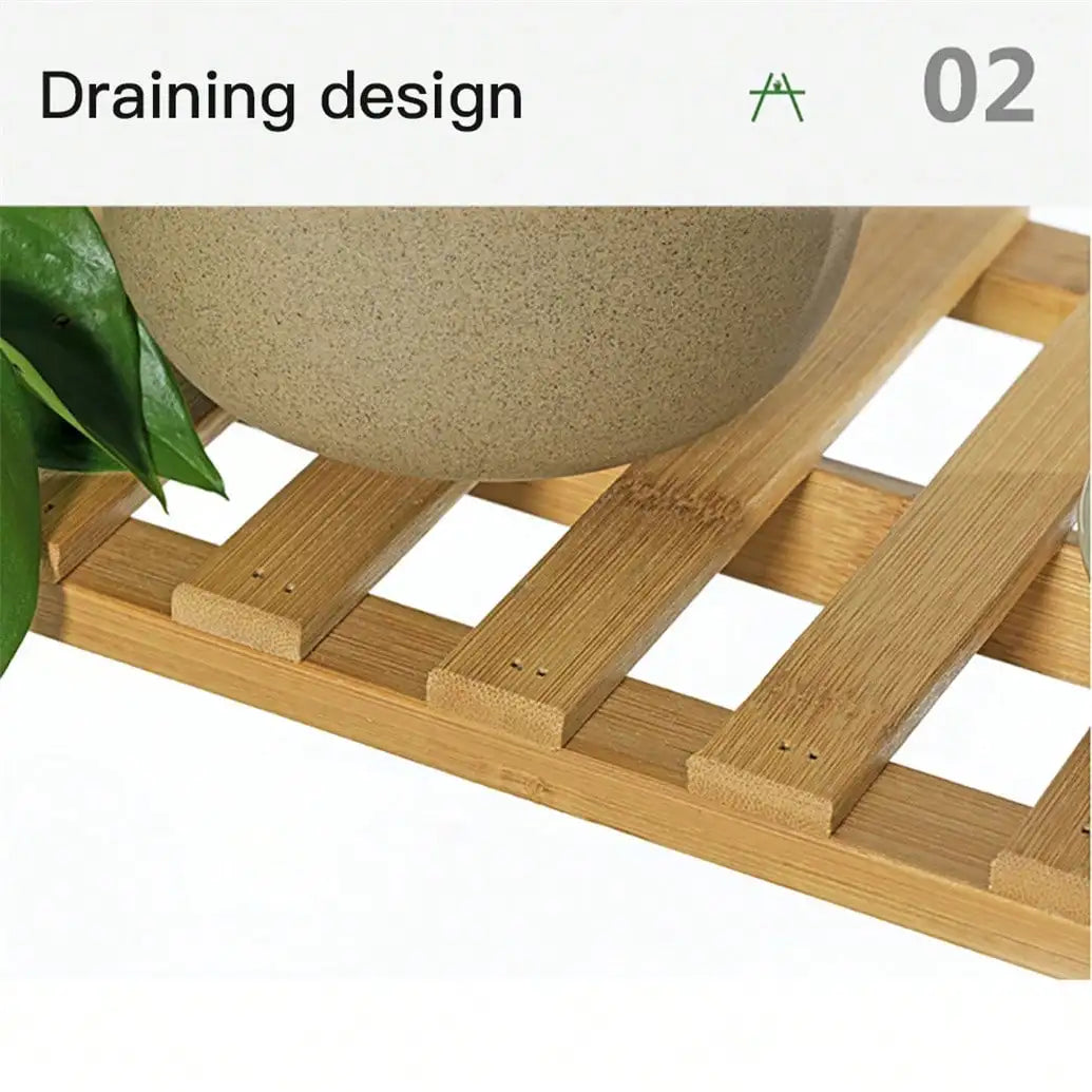 UNHO 3 Tier Foldable Bamboo Ladder Plant Stand Flower Storage Shelving Hanging Rack