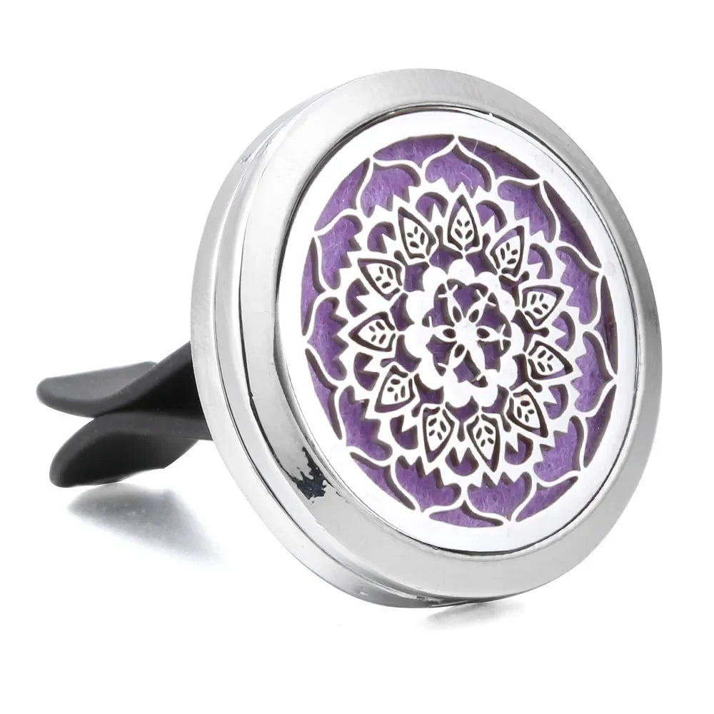 Essential Oil Diffuser Stainless Steel Magnetic Car Air Freshener Vent Clip + 1pcs Pad