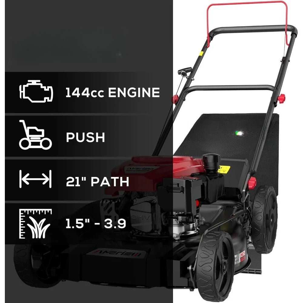 US Shipping Hot New 21 Inch 144cc 4-Cycle OHV Engine 3-in-1 Walk Behind Push Gas Lawn Mower