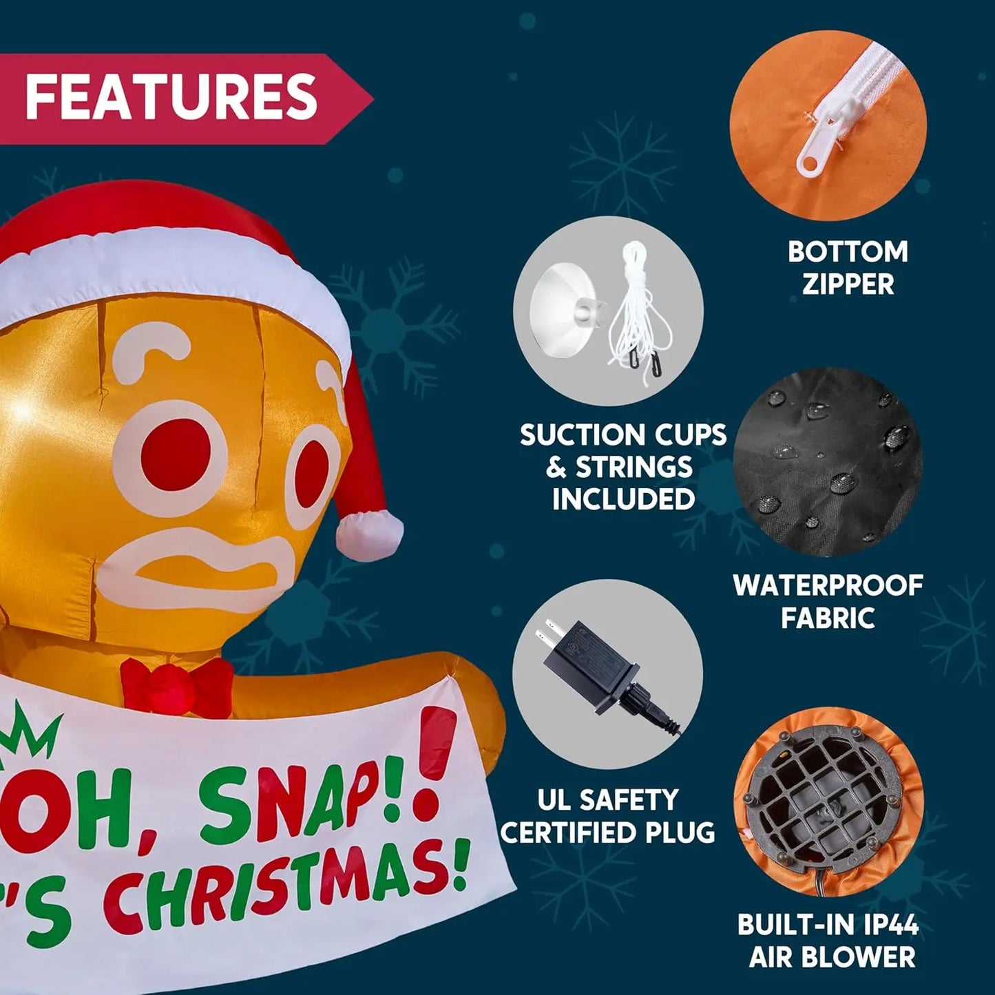 JOYFY 3.5 FT Christmas Inflatable Gingerbread Man from Window with Built in LED.