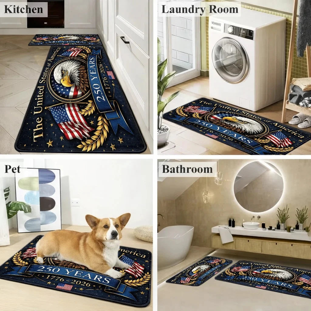 USA 250th Anniversary Doormat American Eagle Flag Non Slip Entrance Rug