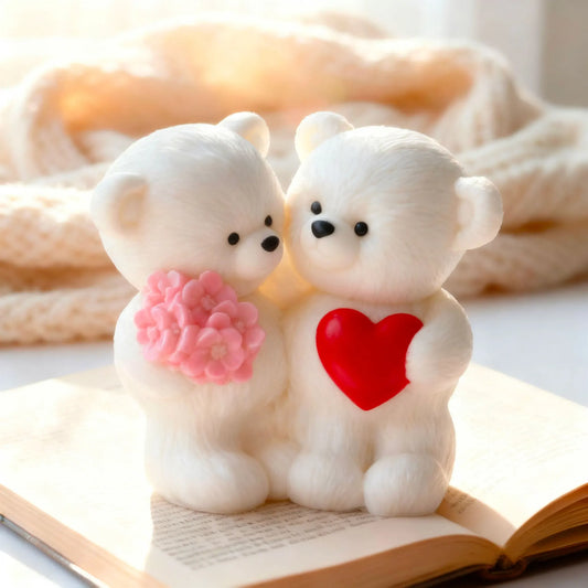 DIY Couple Bears Silicone Candle Mold Valentine's Day