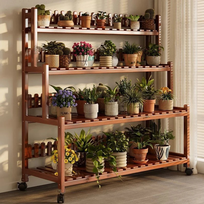 Durable Floor-to-ceiling new stepped movable multi-layer flower pot shelf