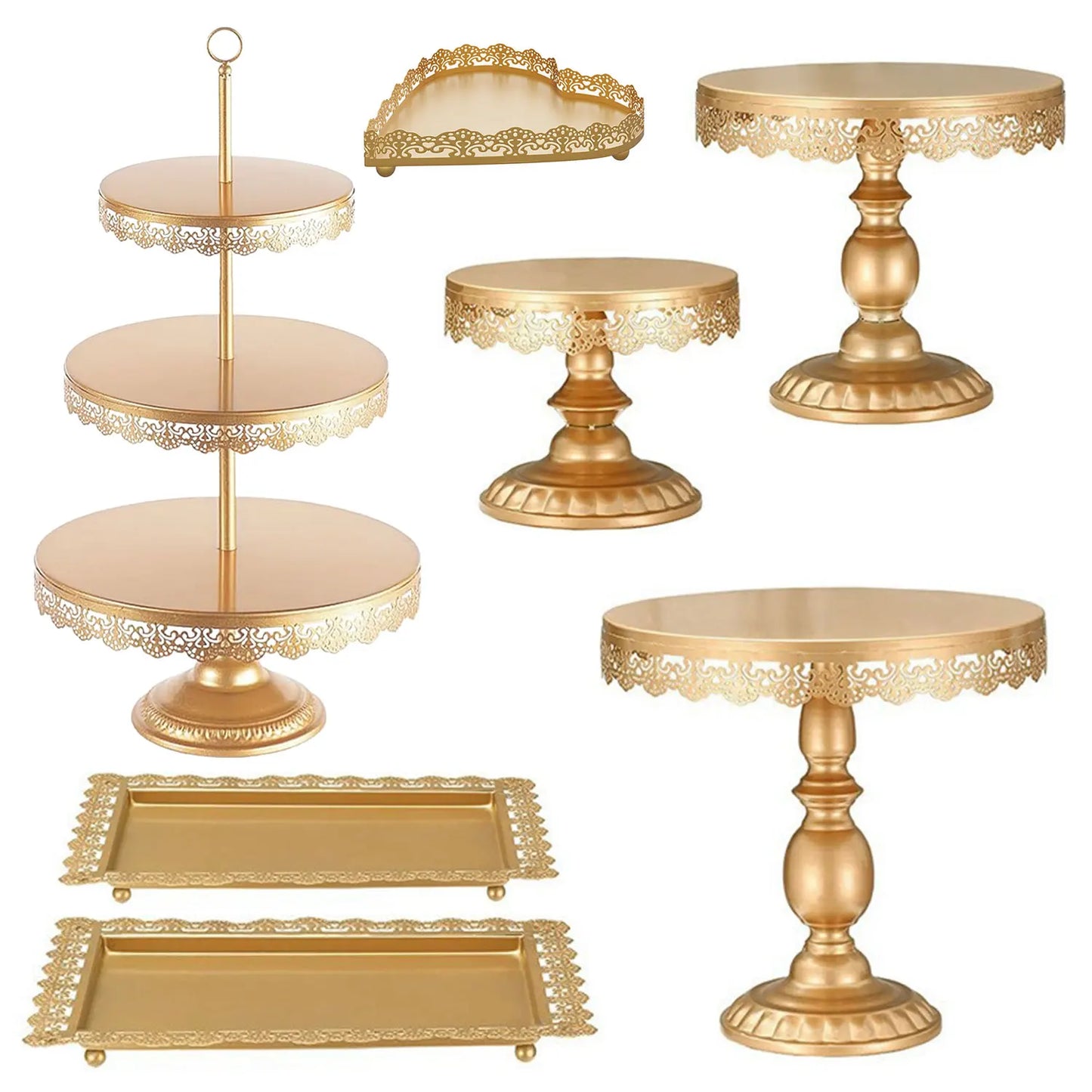 7Pcs Gold Cake Stand, Metal Cupcake Stand  Elegant Gold Dessert Stands