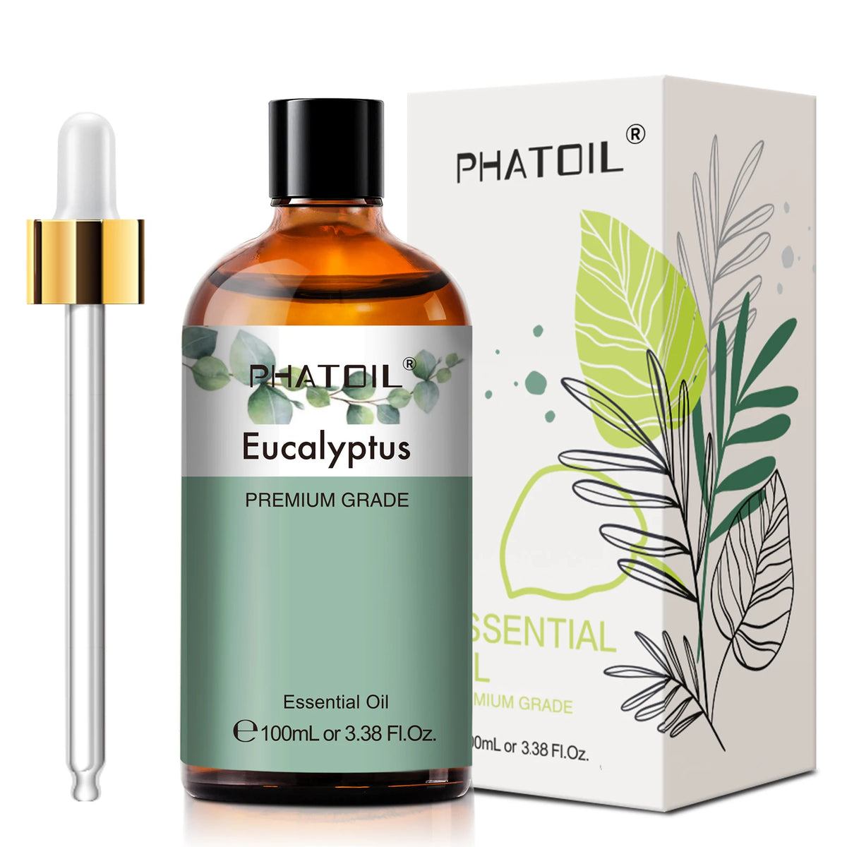 PHATOIL Aromatherapy Essential Oil For Skin Care,Diffuser,Massage & Candle Making-100ml Lavender Cinnamon Eucalyptus Aroma Oils Stone & Stem