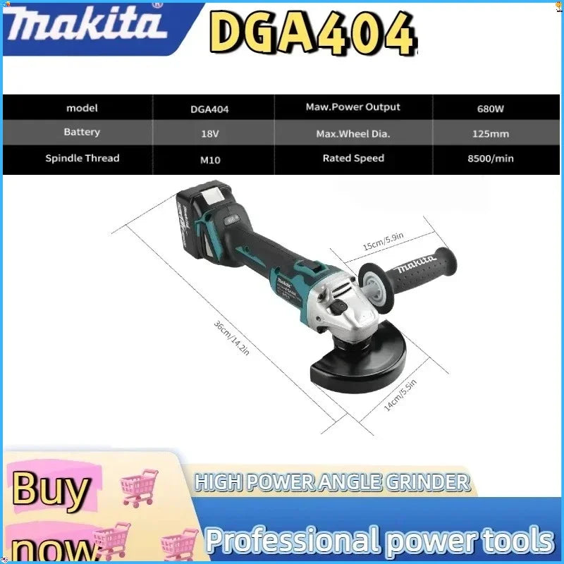 2025 Makita 18V 125mm DGA404 Brushless Lithium Angle Grinder
