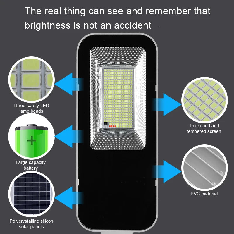 200W Powerful Outdoor Solar 6000mah Waterproof Automatic Dusk to Dawn Street Light