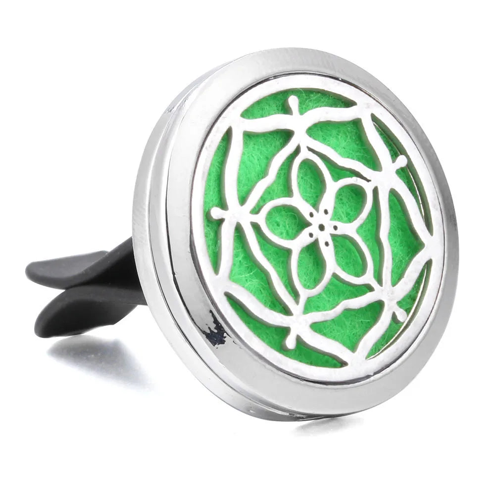 Essential Oil Diffuser Stainless Steel Magnetic Car Air Freshener Vent Clip + 1pcs Pad