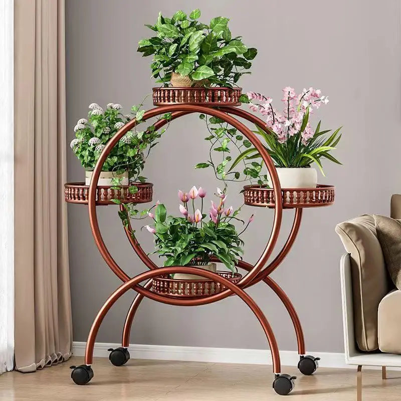 Metal Mobile Plant Rack with Locking Wheels