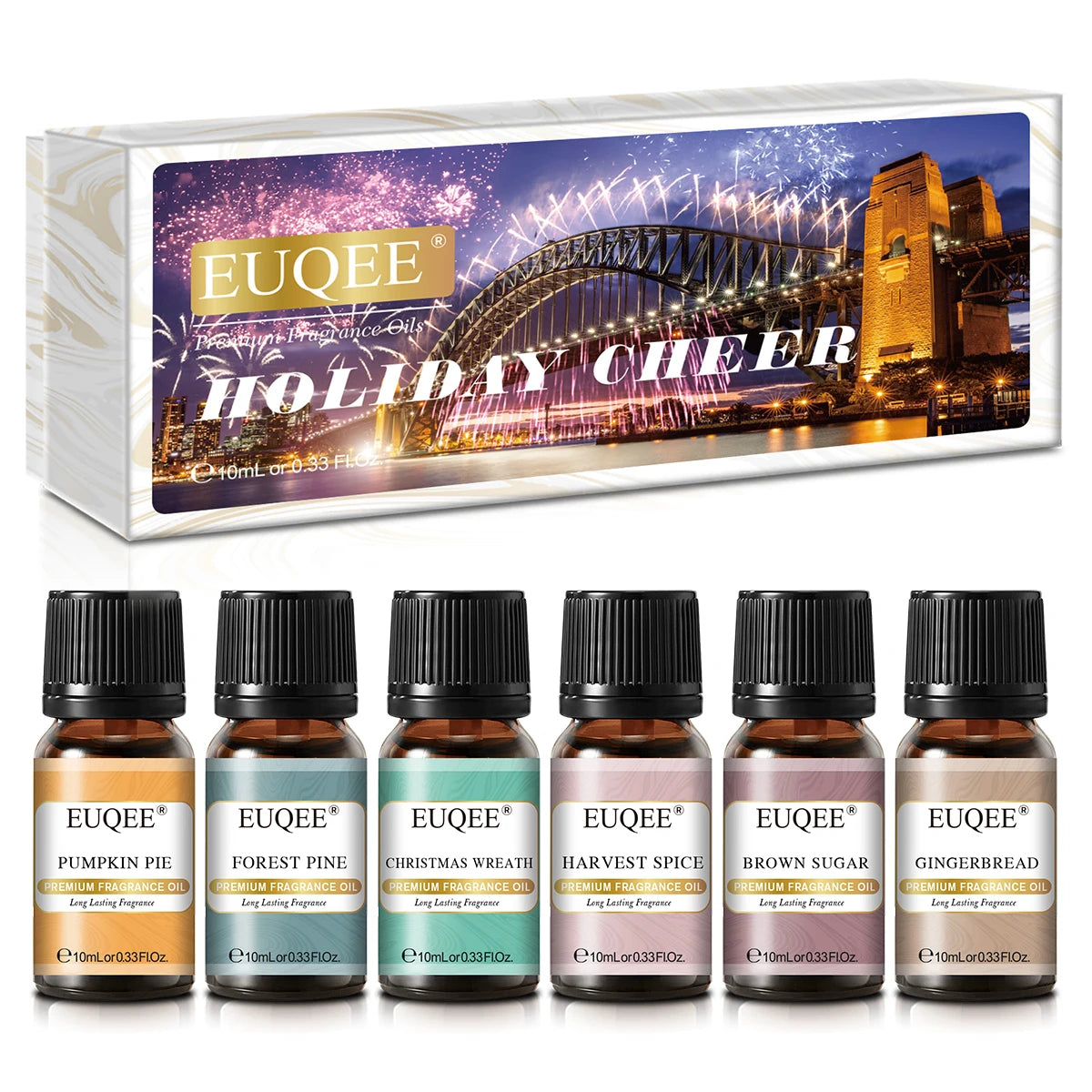 EUQEE 6pcs Aromatherapy Fragrance Oil Set-10ml Aroma Reed Diffuser Oils For Candle Making, Humidifier, DIY Perfume, Oil Burner