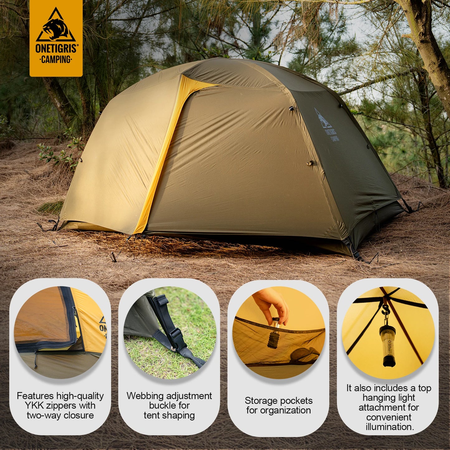OneTigris Stella Camping Tent 4 Season 2 Person Tourist Tents Lightweight Double Layer