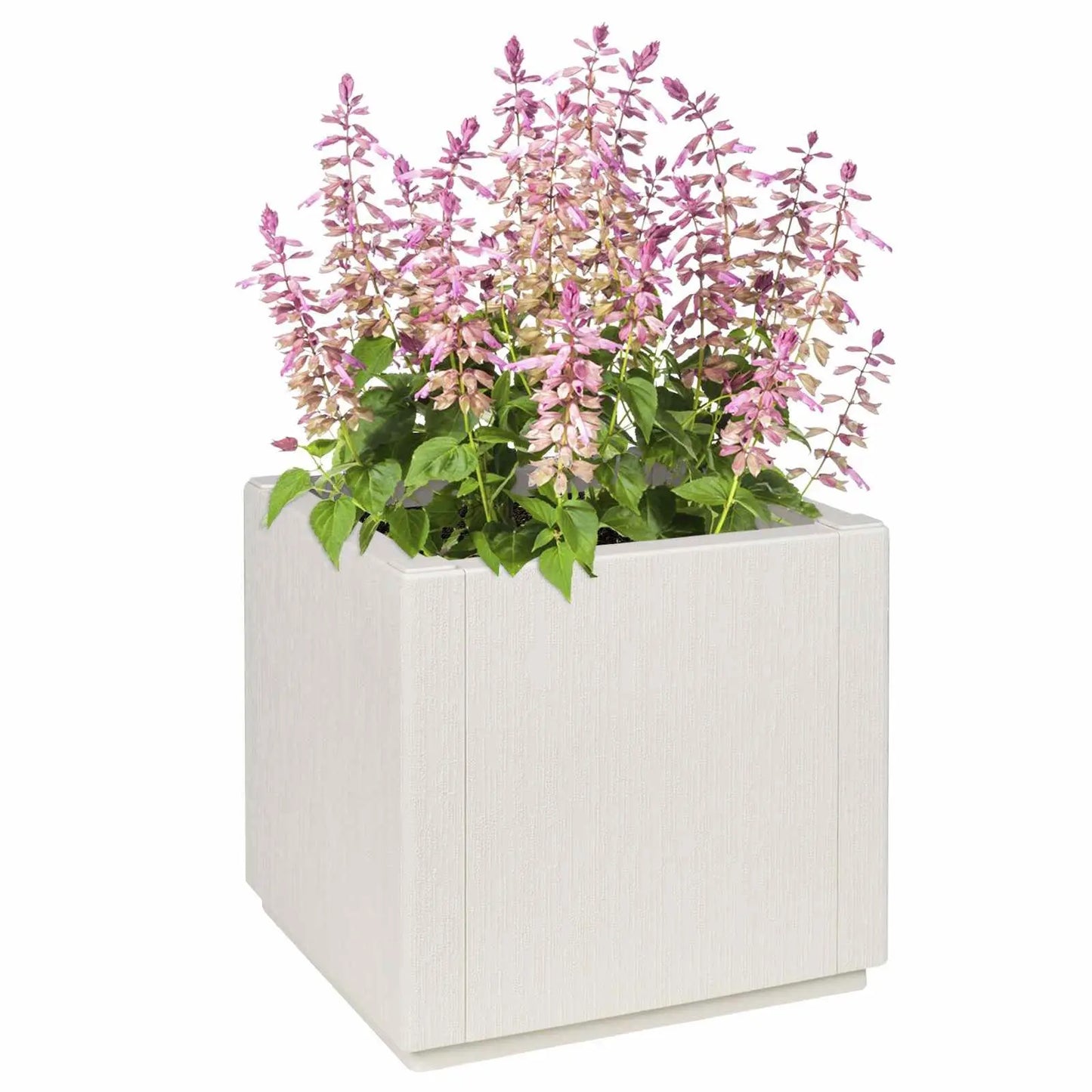 White Plastic Flower Box 14.17 X 14.17 X 13.78 in for Plants & Planters
