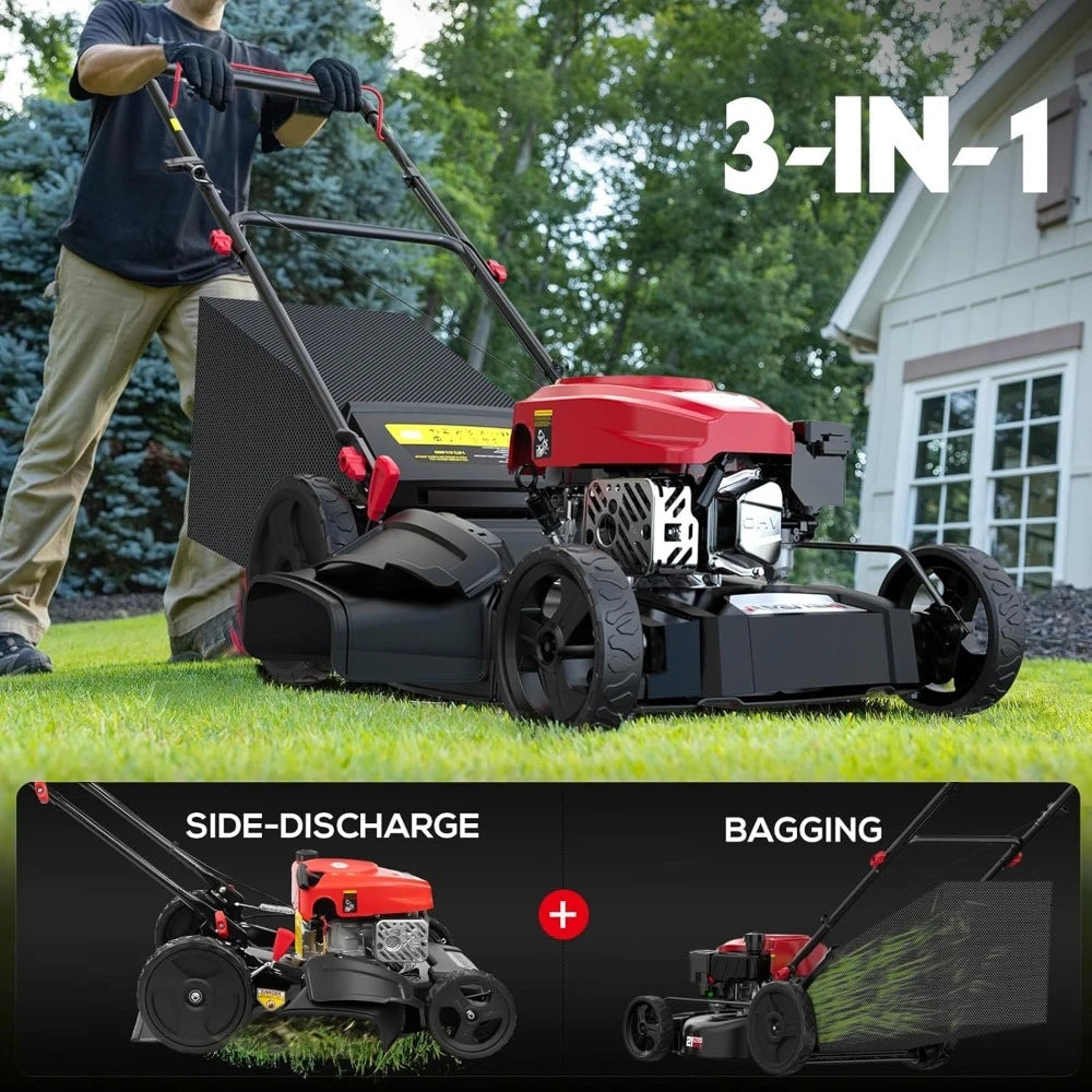 US Shipping Hot New 21 Inch 144cc 4-Cycle OHV Engine 3-in-1 Walk Behind Push Gas Lawn Mower