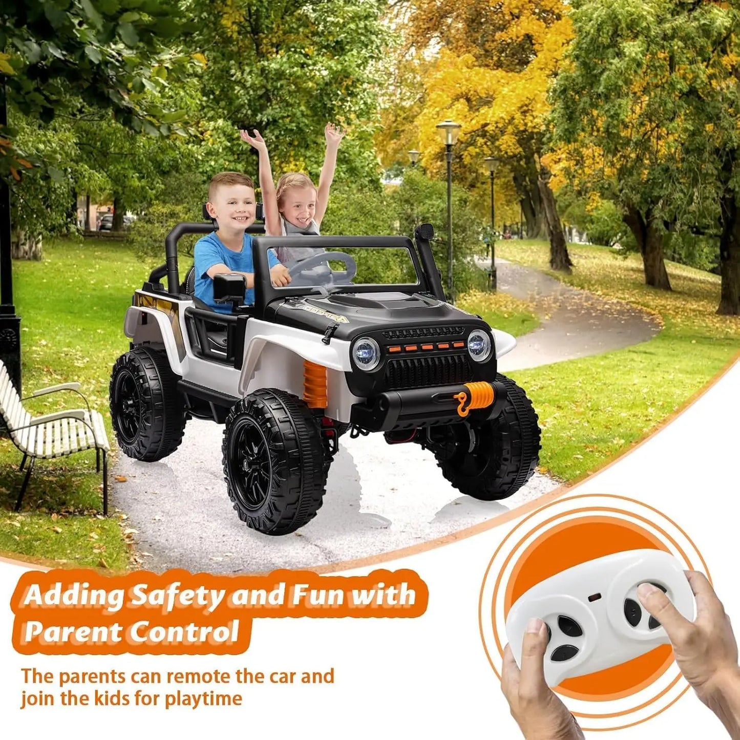 24V 2 Seater Ride On Electric Truck with Remote Control w/ 4-Wheeler Suspension 4WD